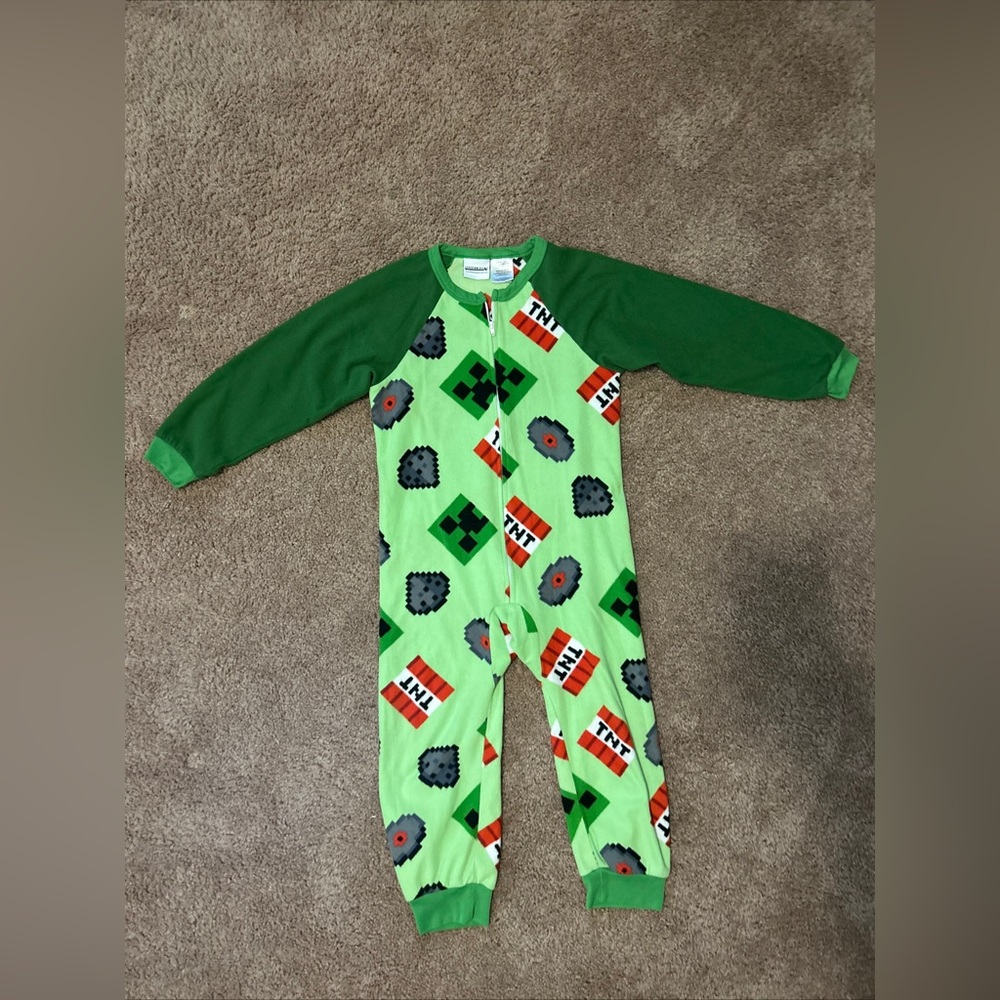 ✅Kids Minecraft Fleece costume pajamas suit 1 piece zip up size 6/7